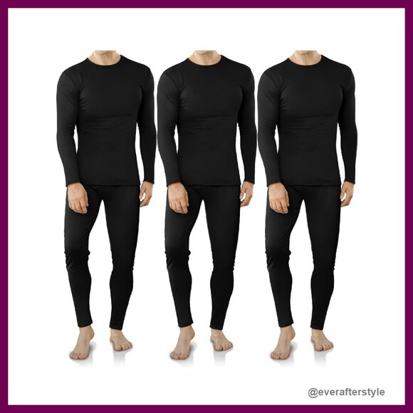 Fleece Lined Thermal Underwear Set Classic Base Layer Winter Essentials